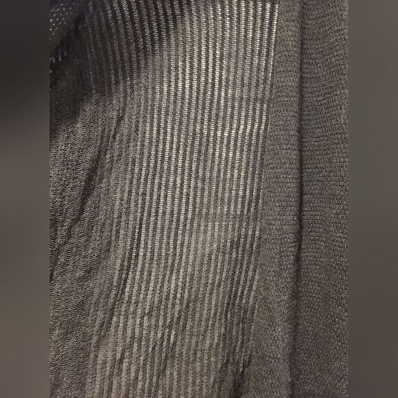 Eileen Fisher Black Merino Wool Open Front Cardigan, Loose Knit Lagenlook | L - Picture 11 of 12